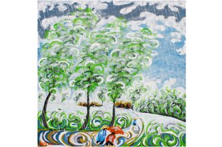 Pham Kien Giang; The Rain, 2011, Original Painting Oil, 100 x 100 cm. 