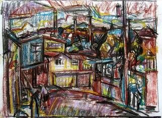 Philip Hale; Green Hill At Bajo Piuses 4, 2013, Original Pastel, 18 x 13 inches. Artwork description: 241                            contemporary pastel/ drawing/ post- abstract figuration/ representational/ art / landscape                          ...