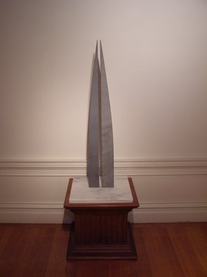 Phil Parkes; Two    Bluestone And Marble, 2007, Original Sculpture Stone, 22 x 48 inches. Artwork description: 241  Stark unpolished view of two non symmetrical bluestone towers mounted on a smooth marble base ...