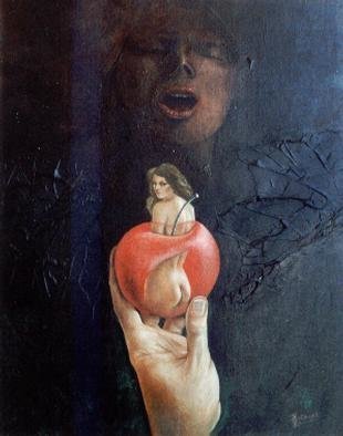 Philip Hallawell, 'Liberation Of Eve 2', 1985, original Painting Oil, 40 x 50  cm. Artwork description: 1758 A painting in which I work with oil and collage. The theme is about the liberation of erotic impulses. Dr. Joao Maradei Collection....