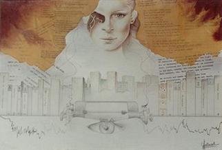 Philip Hallawell, 'The Arts VII Poetry', 1981, original Mixed Media, 50 x 35  cm. Artwork description: 2448 The seventh of the series on the Arts, this drawing focuses on Poetry. It was done in pen and ink, ink washes, pencil and collage. It is part of the Sergio Marques da Cruz collection. ...