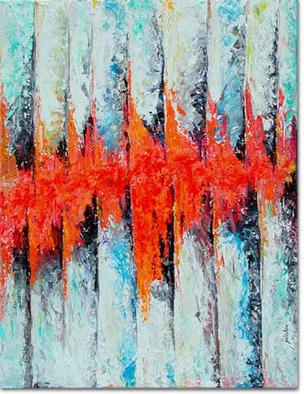 Dieter Picchio-Specht; Fire, 2002, Original Painting Acrylic, 39 x 51 inches. Artwork description: 241 The print does not really portray the true vibrance of the colour in this painting. It shows how a fire burns its way through the segments from the left to the right....