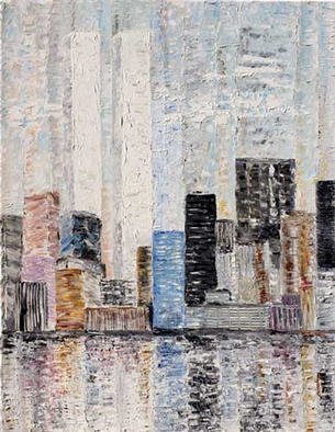 Dieter Picchio-Specht; New York Vision, 2002, Original Painting Acrylic, 39 x 51 inches. Artwork description: 241 My vision of New York with Memory of the WTC- Towers...