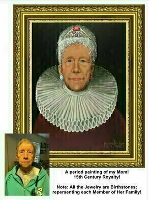 Michael Pickett; 15th Century Painting Of Mom, 2022, Original Painting Acrylic, 11 x 14 inches. Artwork description: 241 A painting of Mom, what she would look like in the 15th century Royalty ...