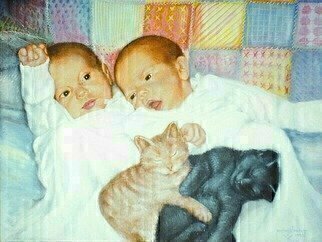 Michael Pickett, 'Babys And Kitties', 1993, original Painting Acrylic, 24 x 18  inches. Artwork description: 7851  Commissioned in 1993 ...