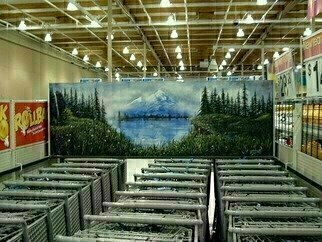 Michael Pickett, 'Snow Cap Mountain ', 1998, original Painting Acrylic, 9 x 4  x 1 inches. Artwork description: 7851  This mural was commissioned by Wal- Mart Store 2538 Delta Oaks Eugene, Oregon. ( USA)...