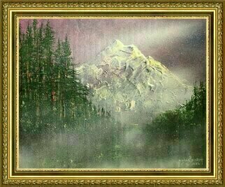 Michael Pickett; Snowcapped Mountain Three, 2022, Original Painting Acrylic, 20 x 16 inches. Artwork description: 241 Part 3 of a series, Acrylic on canvas, pallet knife, Brush and spray- paint...