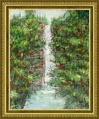 Michael Pickett; Waterfall, 2022, Original Painting Acrylic, 16 x 20 inches. Artwork description: 241 Pallet knife and Brush...
