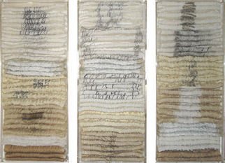 Pierrette Vergne; Alba Imaginaire, 2006, Original Paper, 80 x 60 cm. Artwork description: 241  Linear triptique exploring hues of white of Spanish villages.   ...