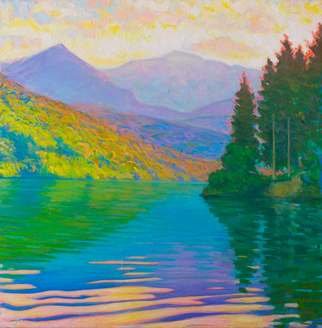 Vlad Paduraru; Landscape Barcis S1  12, 2017, Original Painting Oil, 80 x 80 cm. Artwork description: 241 landscape, lake, barcis , italy, colors, light...