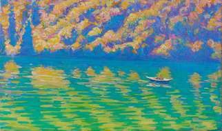 Vlad Paduraru; Landscape Barcis S1  9, 2017, Original Painting Oil, 70 x 40 cm. Artwork description: 241 landscape, lake, barcis , italy, colors, light...