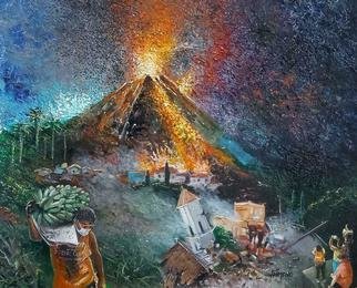 Vicente  Gimeno Ripoll; La Voz Del Infierno, 2021, Original Painting Oil, 100 x 81 cm. Artwork description: 241 OLEO SOBRE TELA BASADO EN UNA HISTORIA REAL...