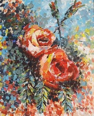 Vicente  Gimeno Ripoll; Roses, 2019, Original Artistic Book, 81 x 100 cm. Artwork description: 241 acrylic on canvas made with spatula and brush...