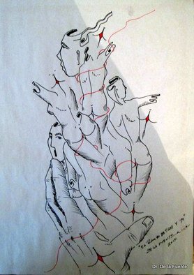 Jorge De La Fuente; EL ROMBO DE EROS Y YO, 2014, Original Drawing Pen, 31.5 x 44 cm. Artwork description: 241   THIS DRAWINGS ARE WITH INK ON PAPER                   ...
