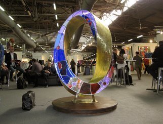 Plamen Yordanov; Light Infinity, 2015, Original Sculpture Bronze, 4 x 6.6 feet. Artwork description: 241  Light Infinity Double Mobius Strip bronze, leaded stained glass, LED lights, remote, patina, 82 in. 