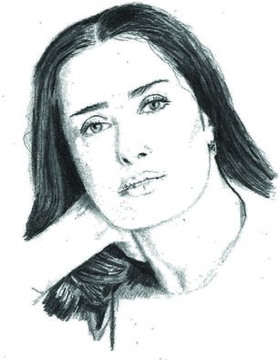 Paul Jones; Salma Hayek, 2014, Original Drawing Pencil, 20 x 30 cm. 