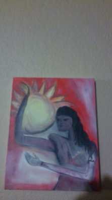 Celia Marconia; Creation 6, 2017, Original Painting Oil, 10 x 8 inches. Artwork description: 241 Original, Sun and a being...