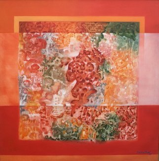 Prabha Shah; Secessionist, 2008, Original Painting Oil, 40 x 40 inches. Artwork description: 241  We have three bands, a central block that holds together the bands, and a representation of life in the middle. We have a unique emblem awash in red, which is life, which is our colour. Shall we break away and propose a new nation? We need not ...