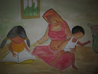 Satya Prakash; Traditional Painting, 2015, Original Painting Acrylic, 8 x 6 feet. Artwork description: 241   Mother as primary teacher for her kids                 ...