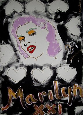 Pedro Ramon Rodriguez Quintana; Marilyn Tribute, 2000, Original Painting Acrylic, 92 x 65 cm. Artwork description: 241  This is a retoucht painting nearlest of to day, 25/ 6 junio/ 2000, in my paintigs i usualy put the data in this form. 2/ 2;this is febrary of 2000. . . nohw is 6/ 09 or junio of 2009. . . . ...