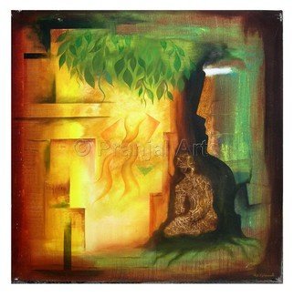 Pranjal Arts; Tree Life, 2019, Original Painting Acrylic, 3 x 3 feet. Artwork description: 241 knowldge under a banyan tree, old school teachings...