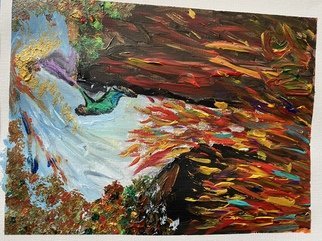 Mary Schwartz; Lake Of Fire, 2021, Original Painting Acrylic, 11 x 14 inches. Artwork description: 241 Abstract, Catholic Symbolism, hell and salvation...