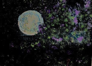 Mary Schwartz; Moon Blossom In Purple, 2021, Original Painting Acrylic, 14 x 11 inches. Artwork description: 241 Purple fragrant blossoms illuminated by a fill night moon. ...