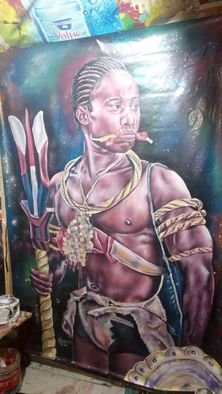 Francis Blankson; Great Worrior, 2017, Original Painting Acrylic, 17.5 x 14.5 inches. Artwork description: 241 Great warriors of various societies appears very courageous. ...
