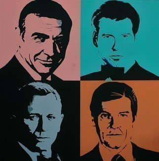 Peter Seminck; James Bond, 2020, Original Painting Acrylic, 39.4 x 39.4 inches. Artwork description: 241 Graphical PopArt...