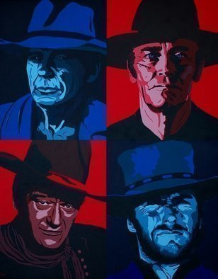 Peter Seminck; Western Guys, 2020, Original Painting Acrylic, 31.5 x 39.4 inches. Artwork description: 241 Movie heros...
