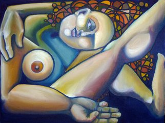 Patrick Sean Kelley; A Study In Squeeze , 2009, Original Painting Oil, 24 x 18 inches. Artwork description: 241  A robust portrait of a robust woman trying to fit in frame. ...
