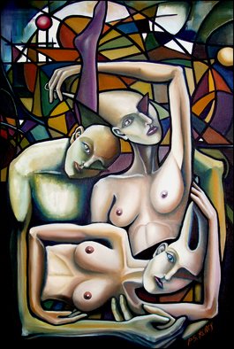 Patrick Sean Kelley; Pulling Of Ones Leg, 2006, Original Painting Oil, 24 x 40 inches. Artwork description: 241  As we travel through life people spin in and out of our existence. Time changes each of us in the process. It is a cruel joke time plays on each of us. . . ...