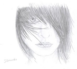 Samuel Grounds; The Glare, 2007, Original Drawing Pencil, 11 x 8 inches. Artwork description: 241  Woman wind swept, staring, showing few signs of emotion. ...