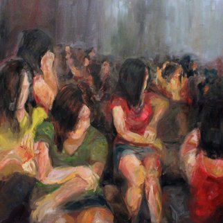 Rachael Freels; The Many, 2014, Original Painting Oil, 2.5 x 32 inches. Artwork description: 241   sex trafficking awareness  ...