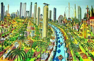 Raphael Perez  Israeli Painter , 'Cityscape Painter Raphael...', 2013, original Painting Acrylic, 250 x 160  x 3 cm. Artwork description: 2793 A full interview with the Israeli painter Raphael Perez Hebrew name Rafi Peretz about the ideas behind the naive painting, resume, personal biography and curriculum vitaeQuestion Raphael Perez Tell us about your work process as a naive painterAnswer I choose the most iconic and famous ...