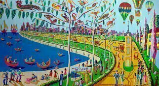 Raphael Perez; Naive Art Paintings Folk ..., 2015, Original Painting Acrylic, 240 x 130 cm. Artwork description: 241 A full interview with the Israeli painter Raphael Perez Hebrew name Rafi Peretz about the ideas behind the naive painting, resume, personal biography and curriculum vitaeQuestion Raphael Perez Tell us about your work process as a naive painterAnswer I choose the most iconic and famous ...