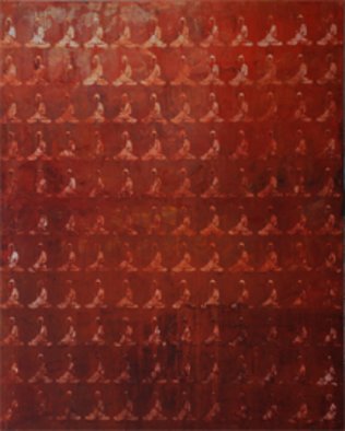 Ram Thorat; Chanting Preaching Buddhas, 2011, Original Painting Acrylic, 48 x 58 inches. Artwork description: 241  Indian contemporary art spiritual art Chanting Preaching Buddha painting on Buddhism                 ...