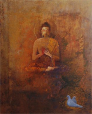 Ram Thorat; Enlighten Sole, 2011, Original Painting Acrylic, 37 x 46 inches. Artwork description: 241            Indian contemporary art, spiritual art, Buddha Paintings, painting on Buddha life,            ...