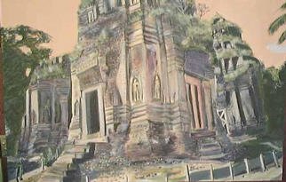 Randy Cousins; Temple, 2002, Original Painting Acrylic, 48 x 36 inches. Artwork description: 241 Cambodian temple complex. ...