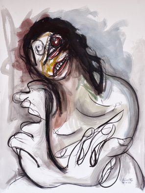 Raul Canestro Caballero; MAGDALENA PENITENT, 2015, Original Painting Ink, 46.8 x 61 cm. Artwork description: 241 Painting Ink and Watercolor on paper Arches 300 g/ m2                                                                                                                 ...