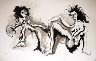 Raul Canestro Caballero; THE PAINTER AND THE MODEL, 2015, Original Painting Ink, 64.8 x 101.6 cm. Artwork description: 241 Painting Ink and Watercolor on paper Arches 356 g/ m2                                                                   ...