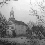 Robin Richard Emrich; Third Meeting House, 2000, Original Printmaking Etching, 22 x 18 inches. Artwork description: 241 North Reading ( Massachusetts) historic Third Meeting House.  The First and Second Meeting hourse bruned down.  Th Copula on this one also caught fire at the turn of the century and was rebuilt.  This historic building now is called the Edith O' Leary Senior Center and supports many ...