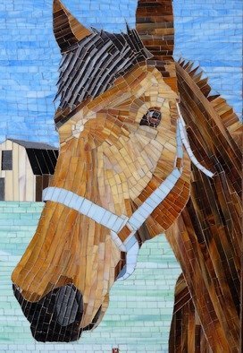 Real Lachance; Brown Horse, 2018, Original Glass, 16 x 24 inches. Artwork description: 241 Our neighbour horse in their yeard. ...