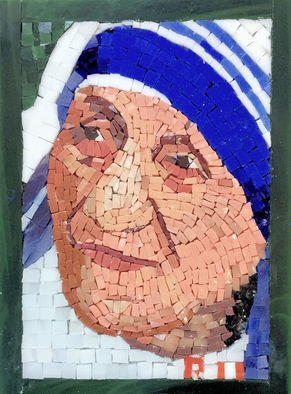 Real Lachance; Mother Theresa Portrait, 2019, Original Glass, 5 x 7 inches. Artwork description: 241 My attemo to make a person portrait I used a photo of Mother Theresa...
