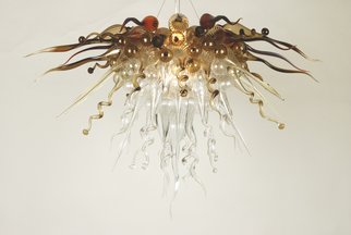 Ed Pennebaker; Chandelier Number 639, 2019, Original Sculpture Glass, 46 x 27 inches. Artwork description: 241 Sculptural light consists of 110 glass pieces on a steel armature with lighting inside.  Stainless steel cable and canopy cover included to hang chandelier from ceiling. ...