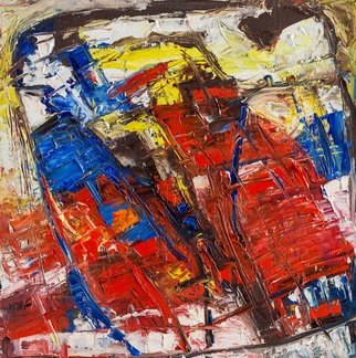 Evgeny Yakovlev; Forty Four, 2017, Original Painting Oil, 30 x 30 cm. Artwork description: 241 Forty- fourred, white...