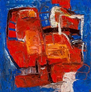 Evgeny Yakovlev; Red Cat, 2017, Original Painting Oil, 30 x 30 cm. Artwork description: 241 Cat, red, blue...