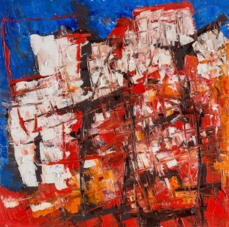 Evgeny Yakovlev; Japan, 2017, Original Painting Oil, 30 x 30 cm. Artwork description: 241 Japan, red, white...