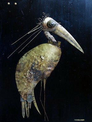 Vladimiras Nikonovas; Bird DX, 2010, Original Assemblage, 60 x 80 cm. Artwork description: 241  metal mix, media...