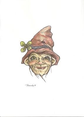 Renata Lombard; One For Luck, 2011, Original Watercolor,   inches. Artwork description: 241  drawing is in a black ink pen filled in watercolours ...